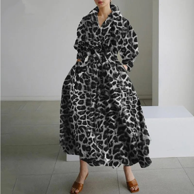 Female Frock Loose Elastic Dress High Waist Slimming Plus Size
