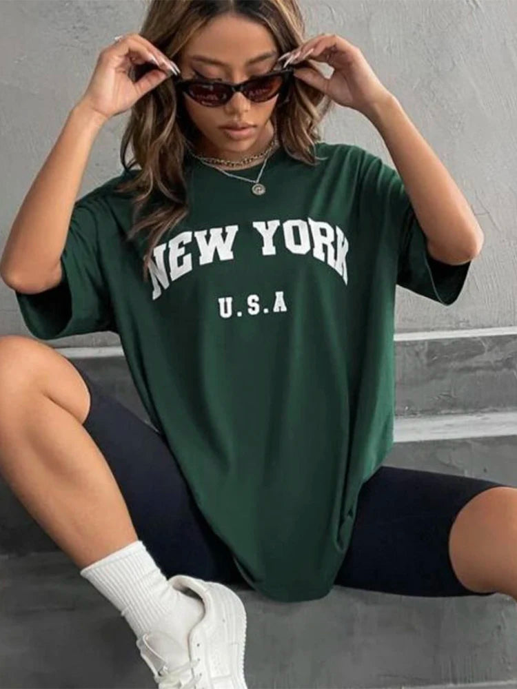 Women T-shirts New York Letter Print