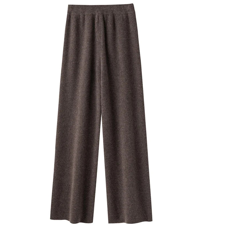 Autumn/Winter New 100% Pure Wool Cashmere Wide Leg Women's Pants