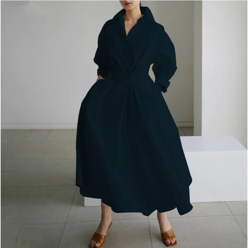 Female Frock Loose Elastic Dress High Waist Slimming Plus Size