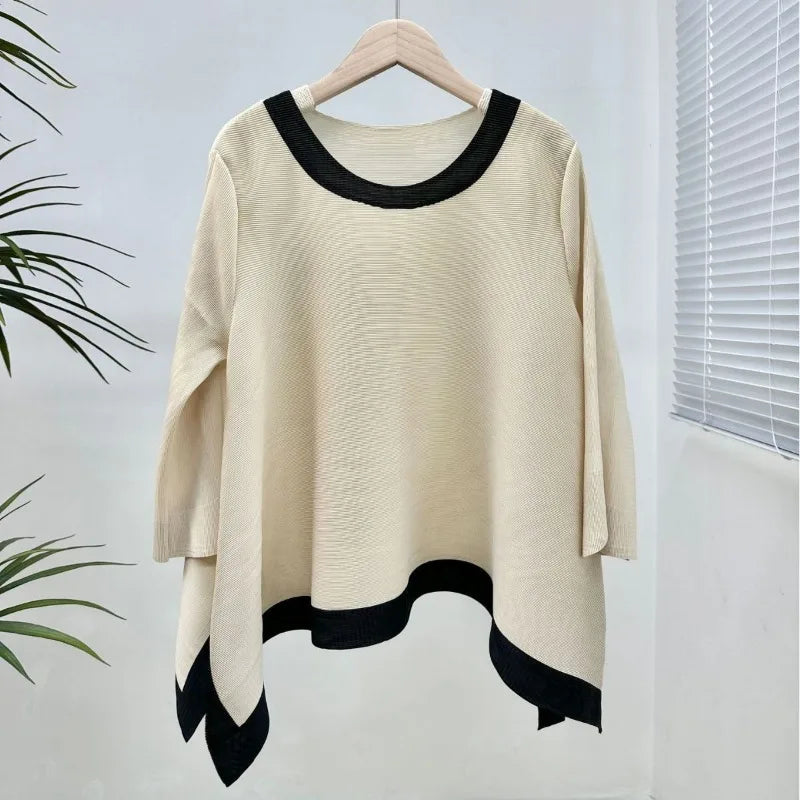 Fashion Colored Large Swing Round Neck Top