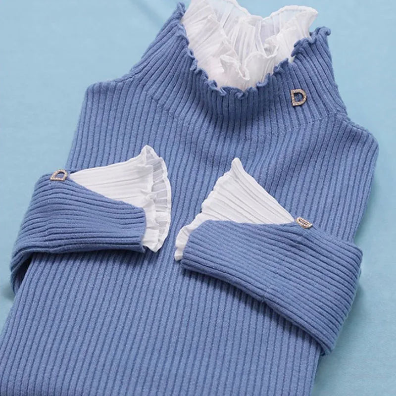 Women Sweaters Turtleneck Fake Two-piece