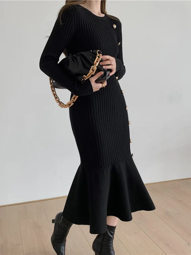 Warm Fashion Woman Elegant Clothing Sweater Dress