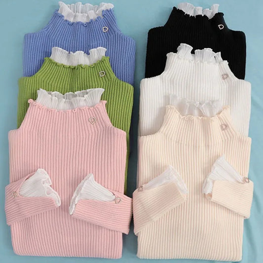Women Sweaters Turtleneck Fake Two-piece