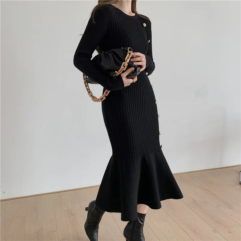 Warm Fashion Woman Elegant Clothing Sweater Dress