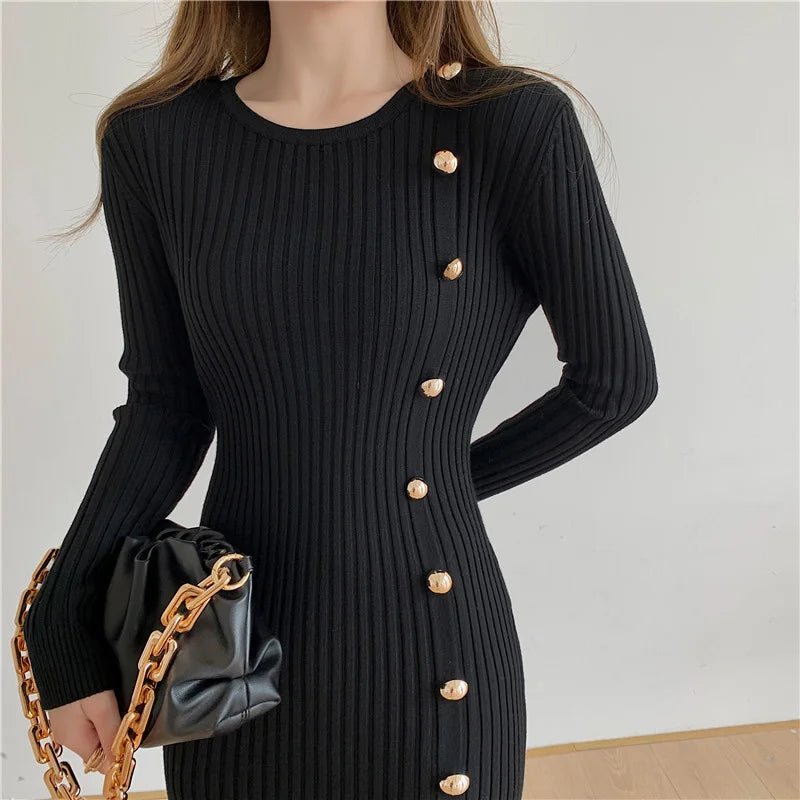 Warm Fashion Woman Elegant Clothing Sweater Dress