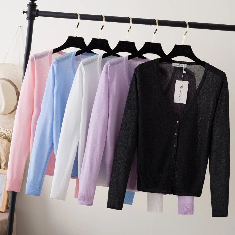 Cropped Female Clothing V-neck Ladies Sweater