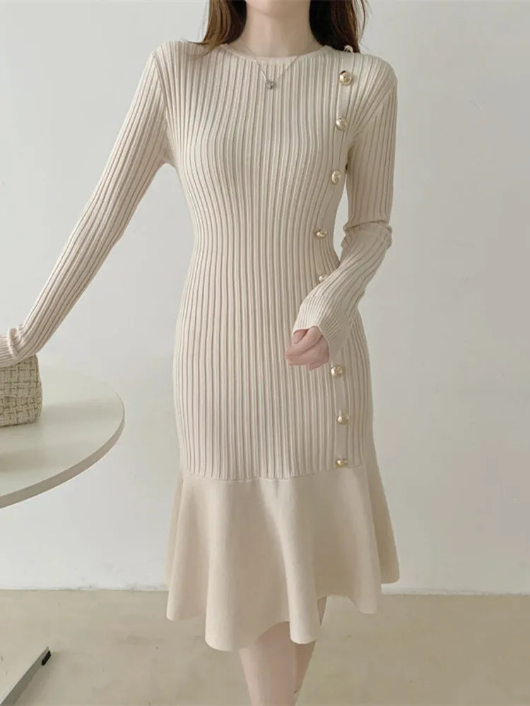 Warm Fashion Woman Elegant Clothing Sweater Dress