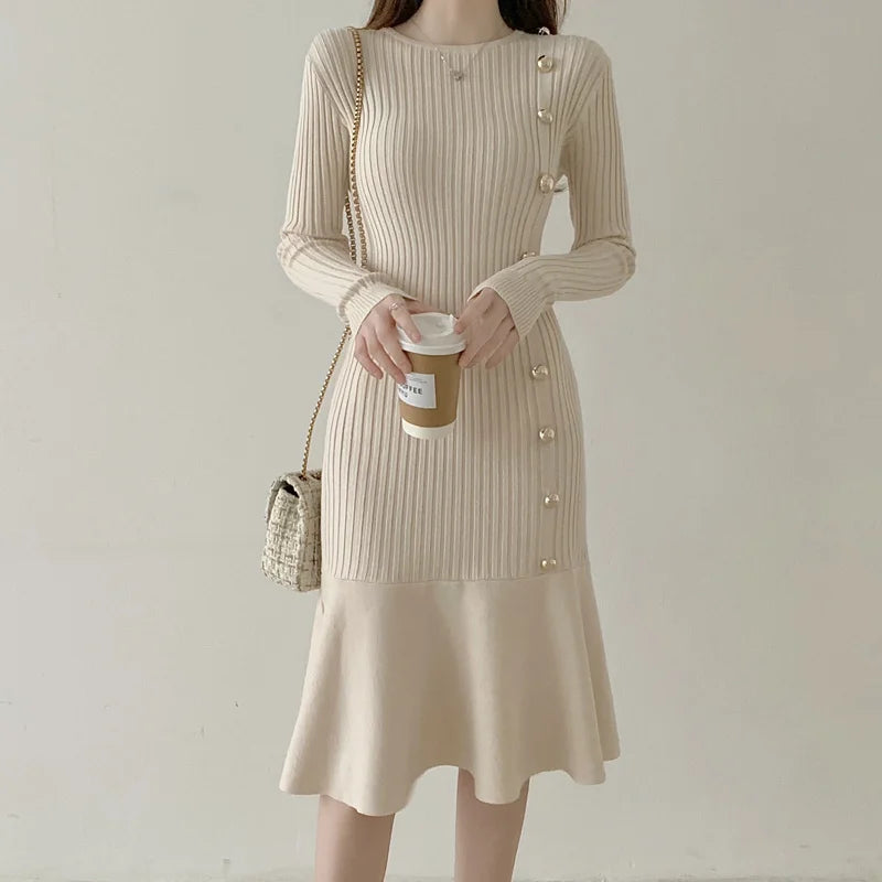 Warm Fashion Woman Elegant Clothing Sweater Dress