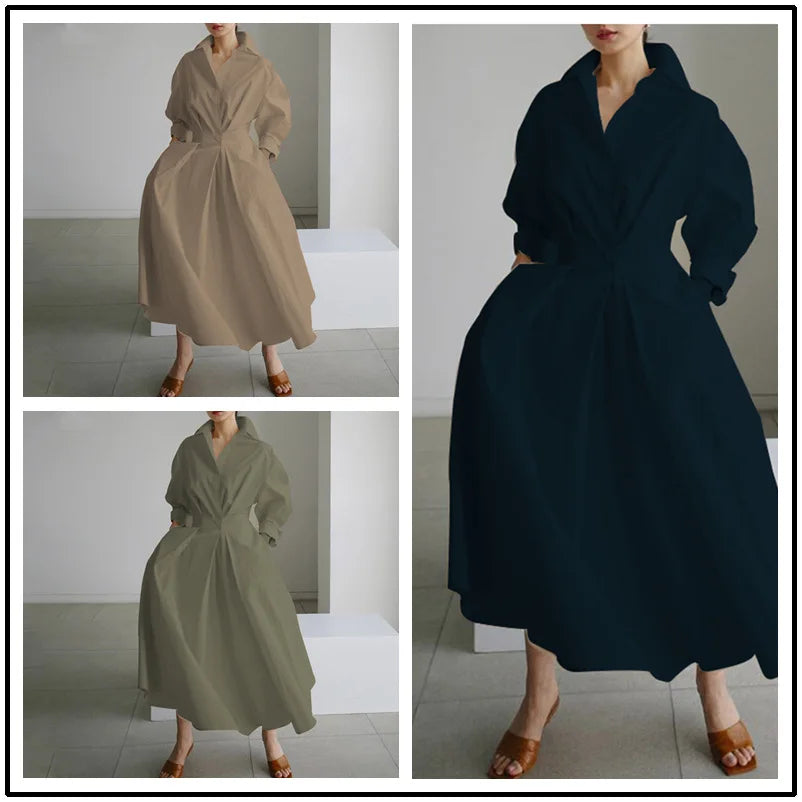 Female Frock Loose Elastic Dress High Waist Slimming Plus Size