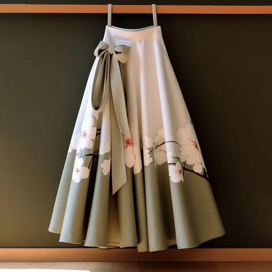 Skirt Printed Colored Horse Face Folded Loose Mid-Length Skirts