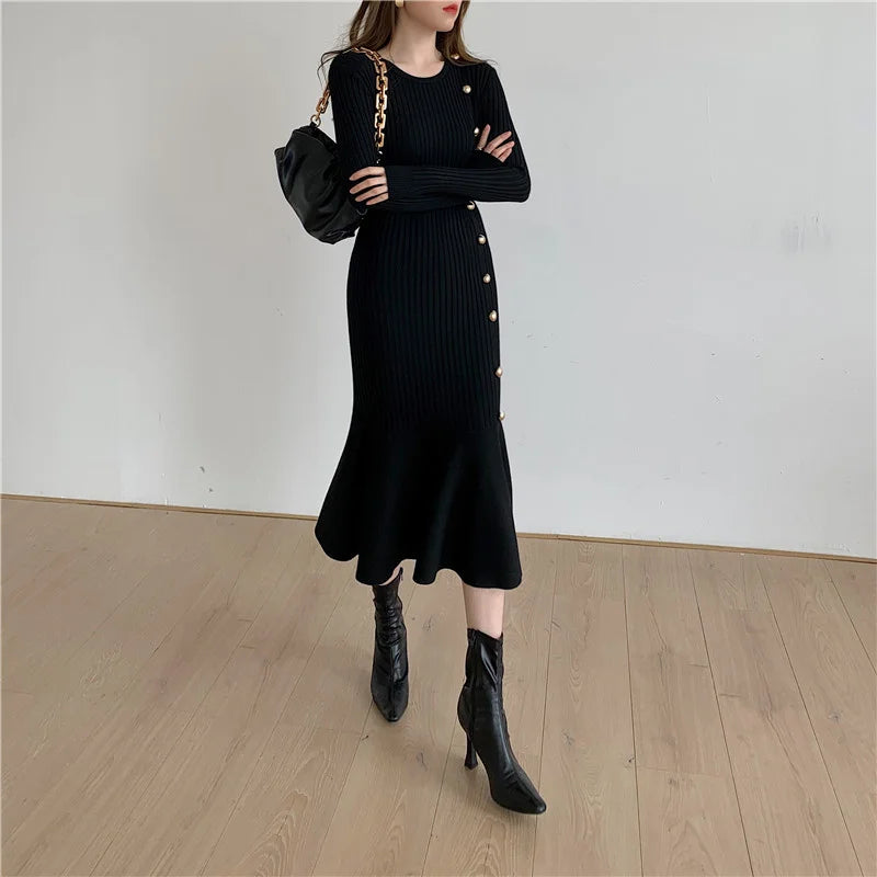 Warm Fashion Woman Elegant Clothing Sweater Dress