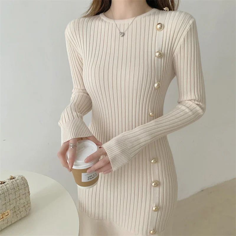 Warm Fashion Woman Elegant Clothing Sweater Dress