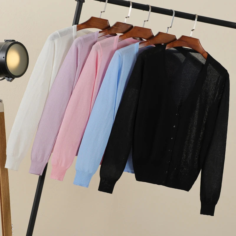 Cropped Female Clothing V-neck Ladies Sweater