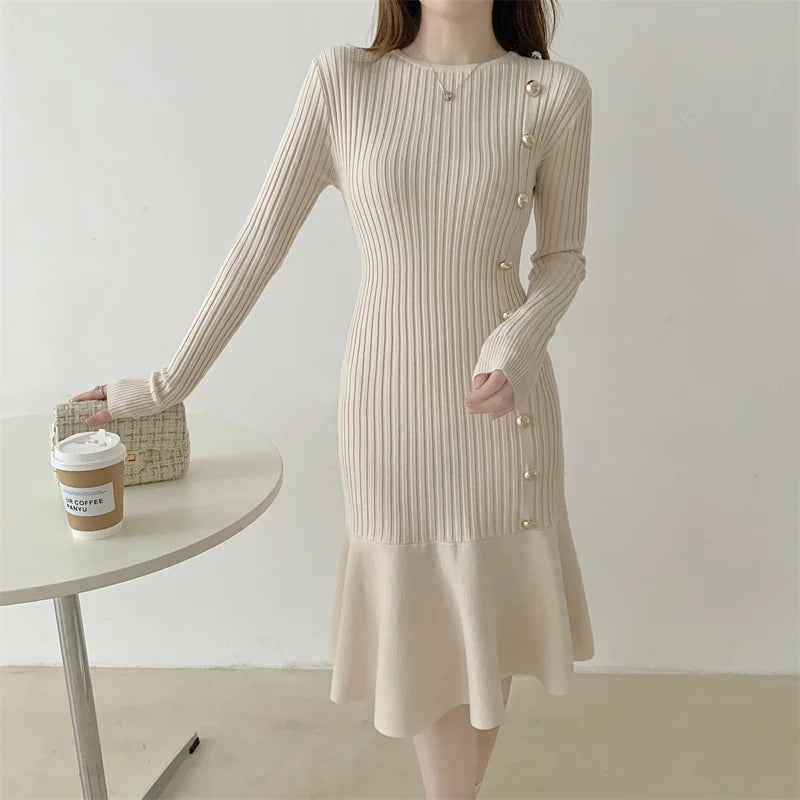 Warm Fashion Woman Elegant Clothing Sweater Dress