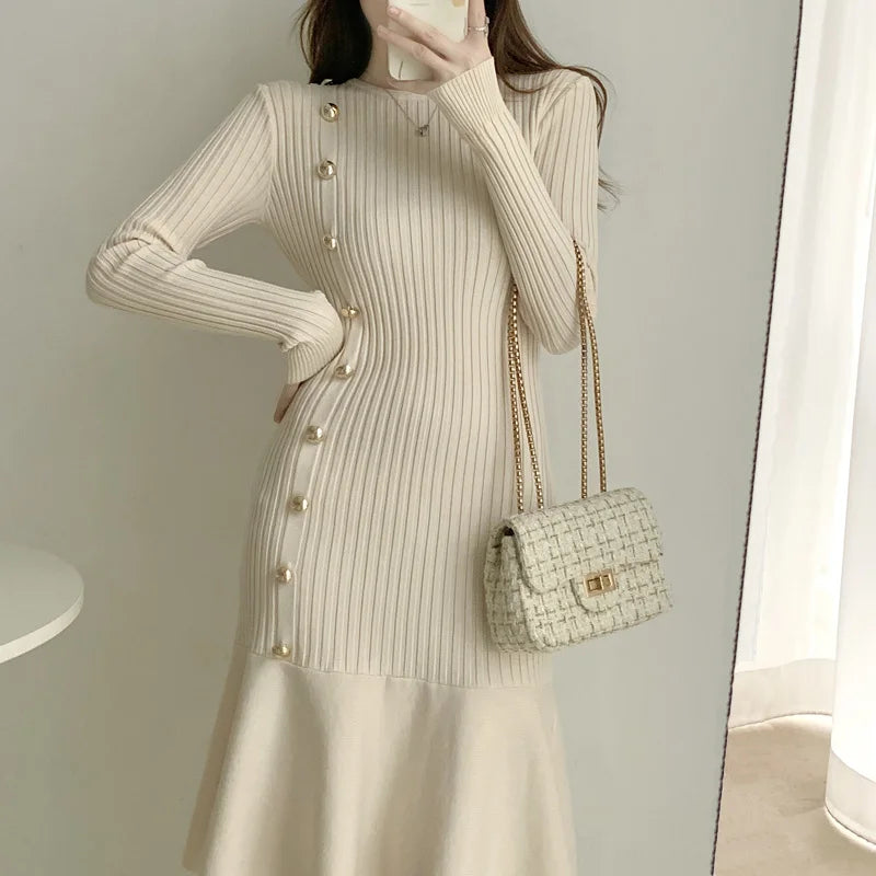 Warm Fashion Woman Elegant Clothing Sweater Dress