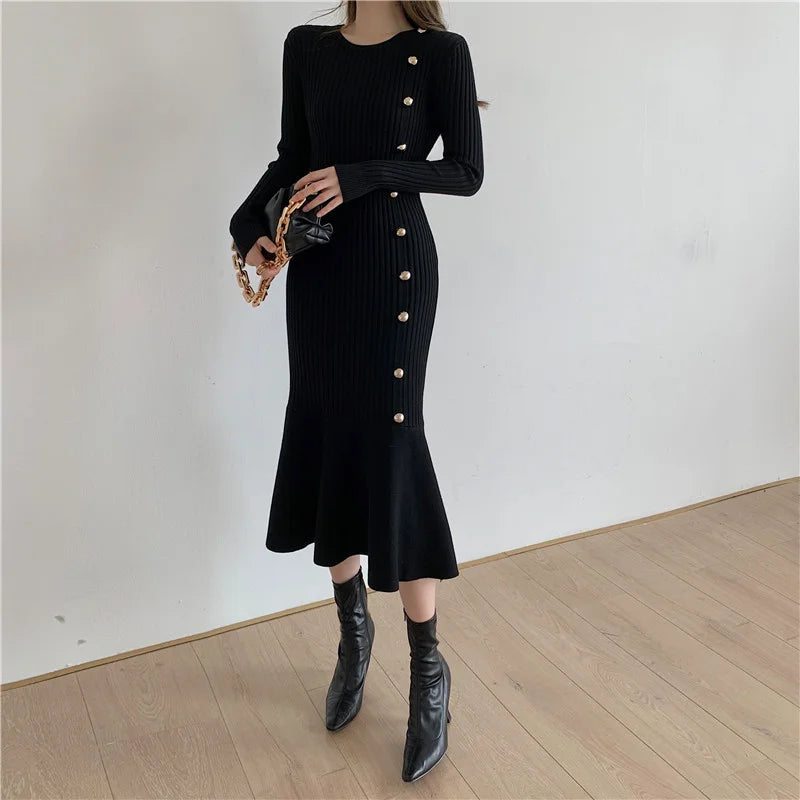 Warm Fashion Woman Elegant Clothing Sweater Dress